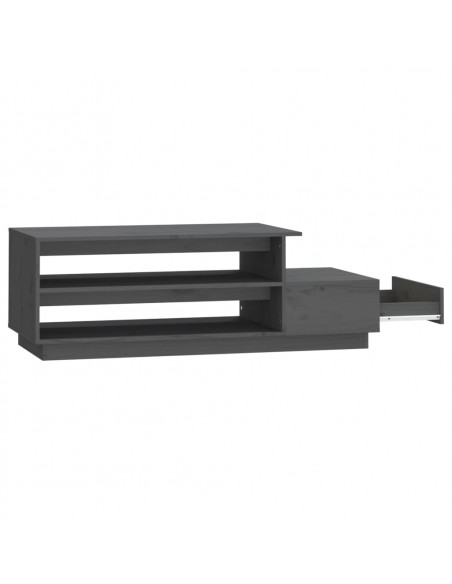 Tavolino da Salotto Grigio 120x50x40,5cm Legno Massello di Pino