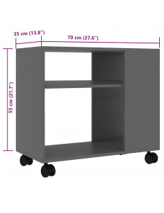 Tavolino da Salotto Grigio 70x35x55 cm in Legno Multistrato