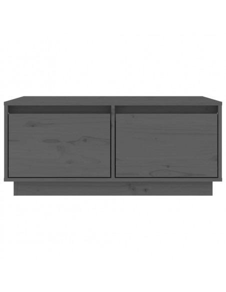 Tavolino da Salotto Grigio 80x50x35 cm Legno Massello di Pino