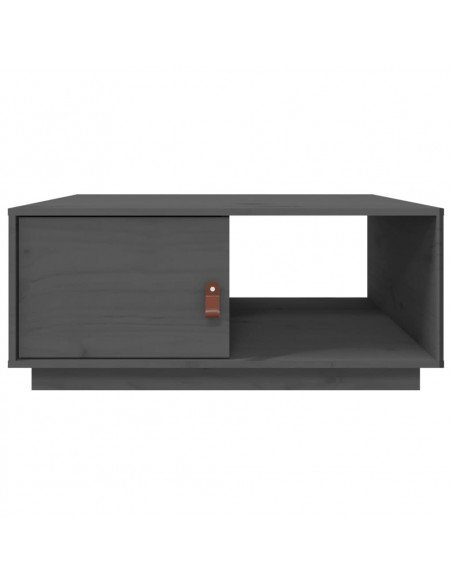 Tavolino da Salotto Grigio 80x50x35,5 cm Legno Massello di Pino
