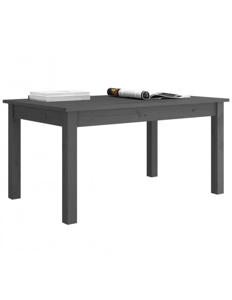 Tavolino da Salotto Grigio 80x50x40 cm Legno Massello di Pino