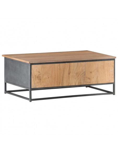 Tavolino da Salotto Grigio 90x50x35 cm in Massello di Acacia