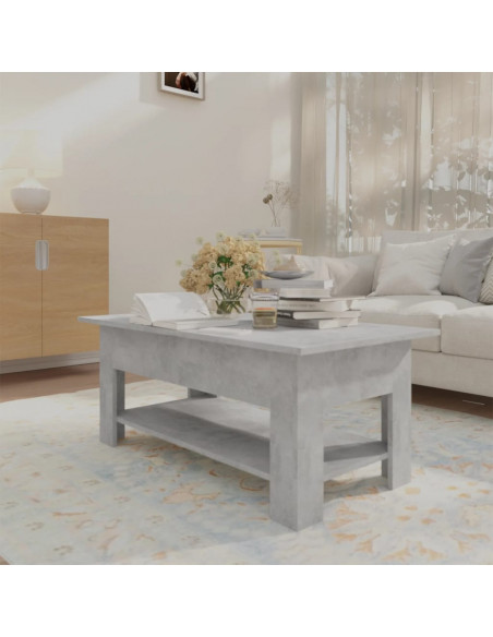 Tavolino da Salotto Grigio Cemento 102x55x42 cm in Truciolato