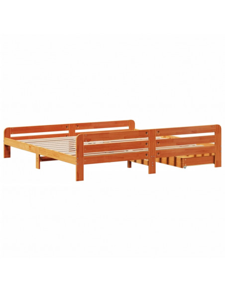 Letto senza Materasso Marrone Cera 200x200 cm in Legno di Pino