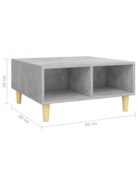 Tavolino da Salotto Grigio Cemento 60x60x30cm Legno Multistrato