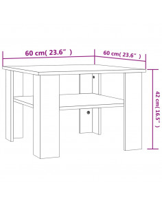 Tavolino da Salotto Grigio Cemento 60x60x42cm Legno Multistrato