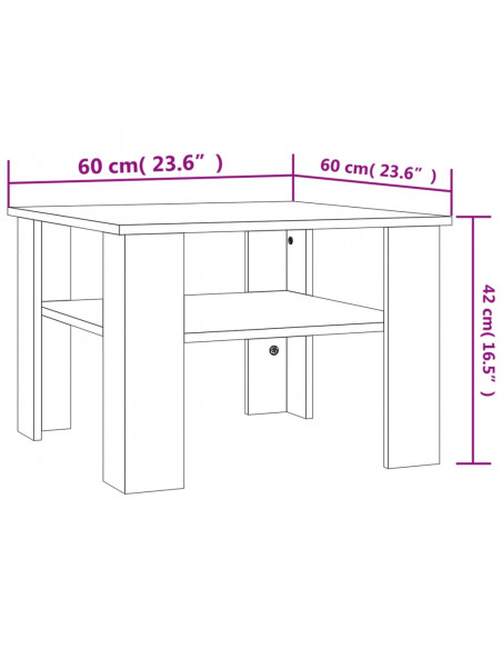 Tavolino da Salotto Grigio Cemento 60x60x42cm Legno Multistrato