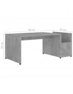 Tavolino da Salotto Grigio Cemento 90x45x35cm Legno Multistrato