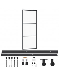 Porta Scorrevole con Kit Montaggio Vetro ESG Alluminio 76x205cm 2