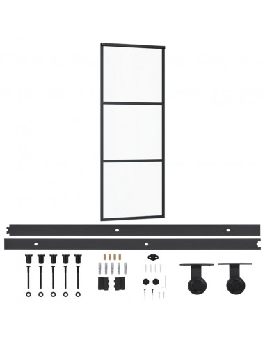 Porta Scorrevole con Kit Montaggio Vetro ESG Alluminio 76x205cm