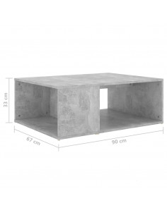 Tavolino da Salotto Grigio Cemento 90x67x33cm Legno Multistrato