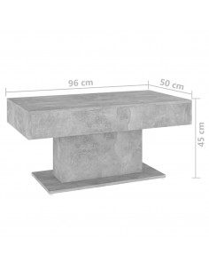 Tavolino da Salotto Grigio Cemento 96x50x45cm Legno Multistrato