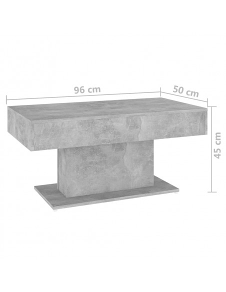 Tavolino da Salotto Grigio Cemento 96x50x45cm Legno Multistrato