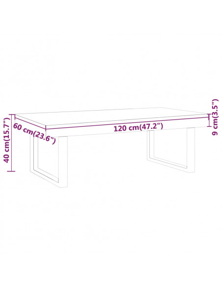 Tavolino da Salotto Grigio e Nero 120x60x40 cm in MDF e Ferro