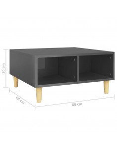 Tavolino da Salotto Grigio Lucido 60x60x30 cm Legno Multistrato
