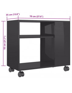 Tavolino da Salotto Grigio Lucido 70x35x55 cm Legno Multistrato