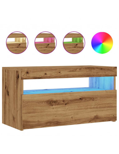 Mobili Porta TV con LED 2 pz Artigianale in Legno Multistrato