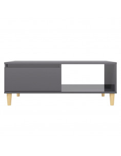 Tavolino da Salotto Grigio Lucido 90x60x35 cm Legno Multistrato