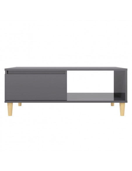Tavolino da Salotto Grigio Lucido 90x60x35 cm Legno Multistrato