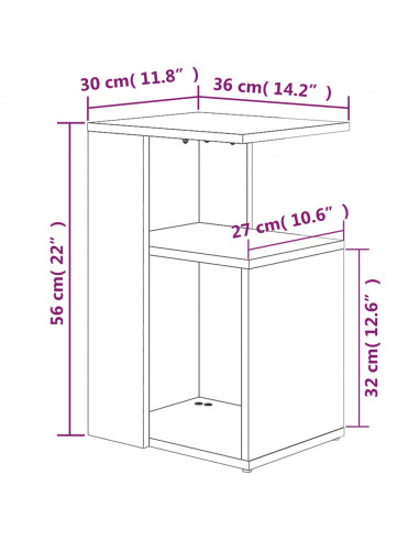 Tavolino da Salotto Grigio Sonoma 36x30x56 cm Legno Multistrato