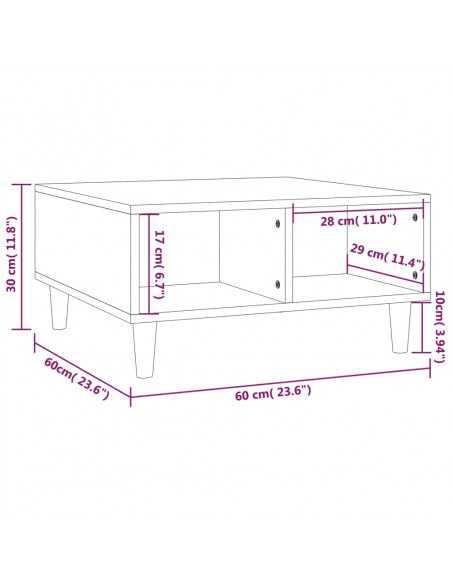 Tavolino da Salotto Grigio Sonoma 60x60x30 cm in Truciolato