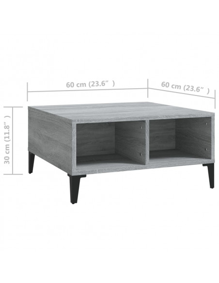 Tavolino da Salotto Grigio Sonoma 60x60x30 cm in Truciolato