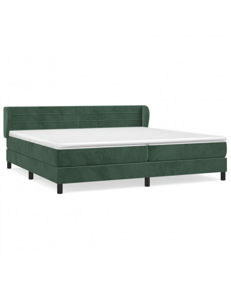 Giroletto a Molle con Materasso Verde Scuro 200x200 cm Velluto
