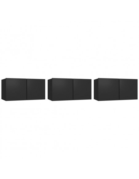 Mobili Porta TV Pensili 3pz Neri 60x30x30 cm