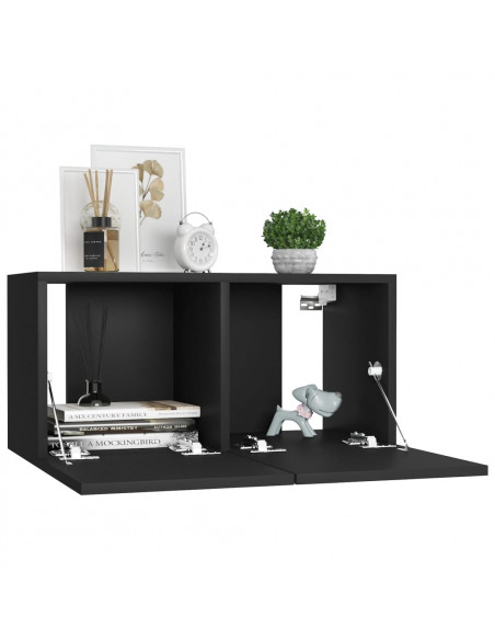 Mobili Porta TV Pensili 3pz Neri 60x30x30 cm