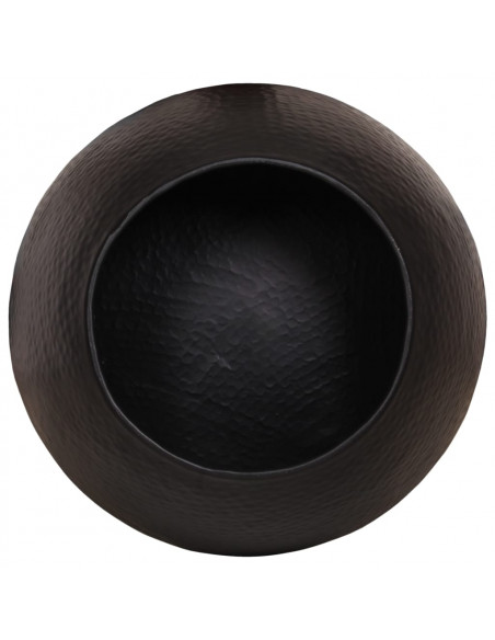 Tavolino da Salotto in Alluminio Martellato Ø 50x30 cm Nero