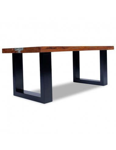 Tavolino da Salotto in Legno di Teak e Resina 100x50 cm