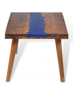 Tavolino da Salotto in Legno di Teak e Resina 100x50x40 cm