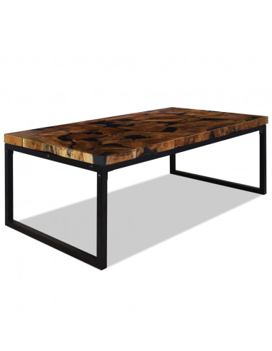 Tavolino da Salotto in Legno di Teak e Resina 110x60x40 cm