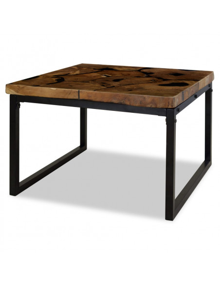 Tavolino da Salotto in Legno di Teak e Resina 60x60x40 cm