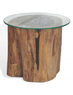 Tavolino da Salotto in Legno di Teak e Vetro 50x40 cm