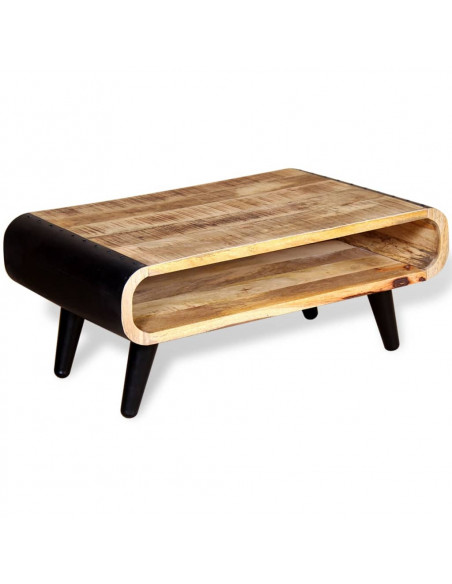 Tavolino da Salotto in Legno Grezzo di Mango 90x55x39 cm