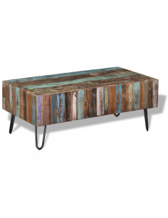 Tavolino da Salotto in Legno Massello Anticato 100x50x38 cm