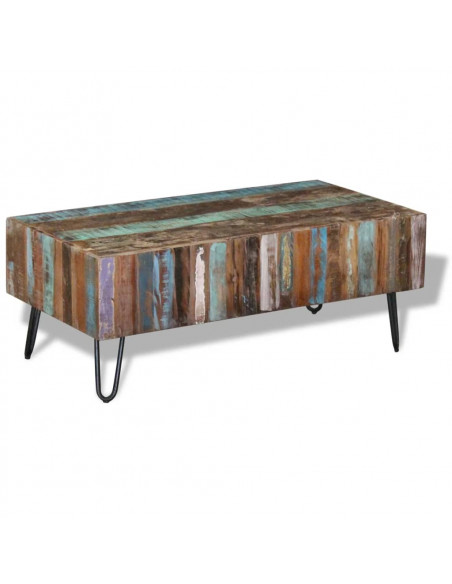 Tavolino da Salotto in Legno Massello Anticato 100x50x38 cm