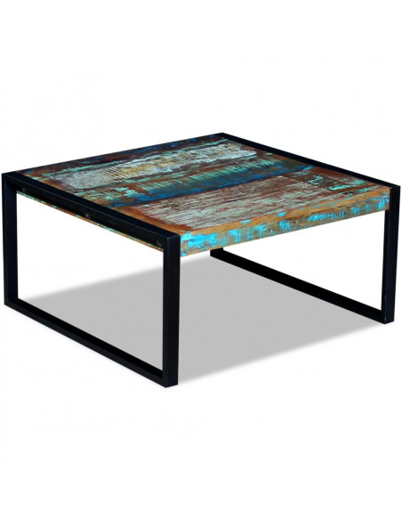 Tavolino da Salotto in Legno Massello Anticato 80x80x40 cm