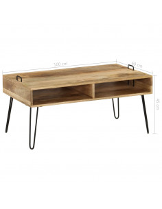 Tavolino da Salotto in Legno Massello di Mango 100x60x45 cm