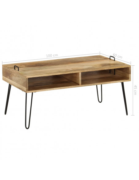 Tavolino da Salotto in Legno Massello di Mango 100x60x45 cm