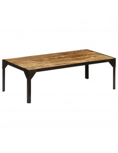 Tavolino da Salotto in Legno Massello di Mango e Acciaio 110 cm