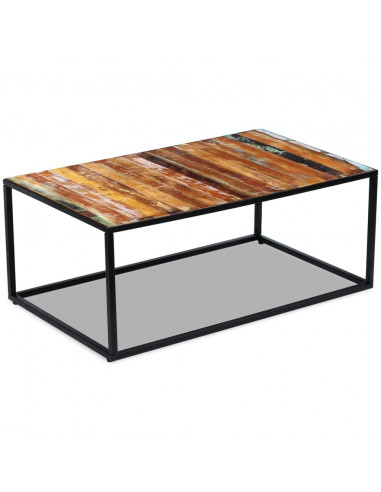 Tavolino da Salotto in Legno Massello di Recupero 100x60x40 cm