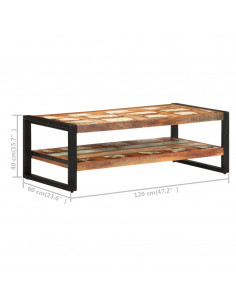 Tavolino da Salotto in Legno Massello di Recupero 120x60x40 cm