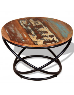 Tavolino da Salotto in Legno Massello di Recupero 60x60x40 cm