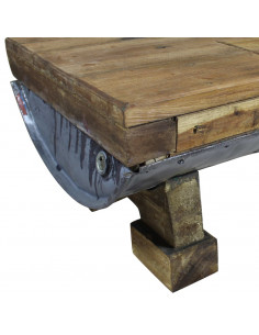 Tavolino da Salotto in Legno Massello di Recupero 90x50x35 cm