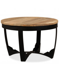 Tavolino da Salotto in Legno Massello Grezzo di Mango 60x40 cm