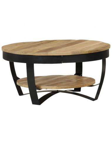 Tavolino da Salotto in Legno Massello Grezzo di Mango 65x32 cm