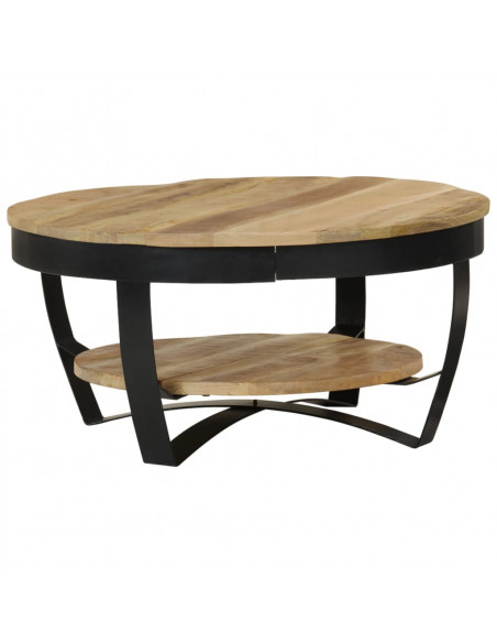 Tavolino da Salotto in Legno Massello Grezzo di Mango 65x32 cm