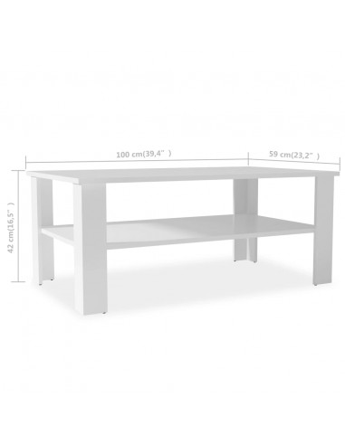 Tavolino da Salotto in Legno Multistrato 100x59x42 cm Bianco